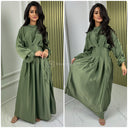 Satin Maxi Plissierter Taillengürtel mit Bindedetail