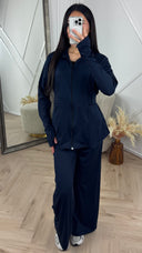 Sportieve 2-Piece Fitness Set met Rits en Wijde Broek