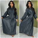 Satin Maxi Plissierter Taillengürtel mit Bindedetail