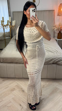 Off Shoulder Anglaise Broderie Tie Belt Dress