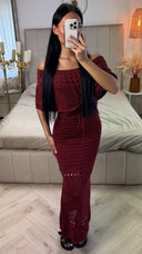 Off Shoulder Anglaise Broderie Tie Belt Dress