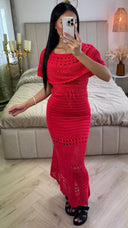 Off Shoulder Anglaise Broderie Tie Belt Dress