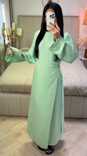 Split Dress Golden Button Detail Integrated Skirt