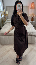 Cross Tie Belt Blouse Dress