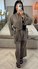 Zipper Essential Burkini Split Sleeve Detail + Hijab -Tie Belt