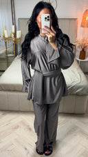 Zipper Essential Burkini Split Sleeve Detail + Hijab -Tie Belt