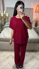 Textured Oversized Viscose Set Golden Buttons