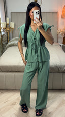 Shoulder + Waist Ties Detail Viscose Set