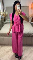 Shoulder + Waist Ties Detail Viscose Set