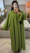 Lange Abaya met V-hals en Splitmouwen