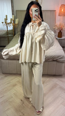 Katoenen Set met Taille Accent en Wijde Pijpen