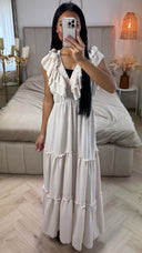 Maxi Jurk met Ruffle Detail en Elastische Taille