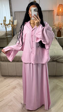 Tweedelige Set met Losvallende Blouse en Maxi Rok – Viscoseblend