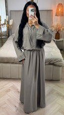 Tweedelige Set met Losvallende Blouse en Maxi Rok – Viscoseblend