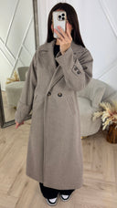 Lange Wool Look Mantel met Knoopsluiting