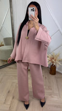 Luxe Viscose Two-Piece Set met Gouden Broche