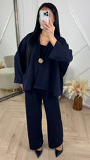 Luxe Viscose Two-Piece Set met Gouden Broche