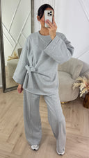 Two-Piece Fleece Soft Sweater Set met Strikdetail