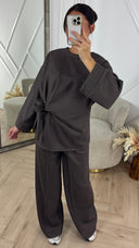 Two-Piece Fleece Soft Sweater Set met Strikdetail