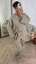 Two-Piece Fleece Soft Sweater Set met Strikdetail