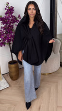 Cape Coat met Faux Fur Kraag en Ceintuur