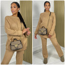 Round Neck Knitwear Wide Leg Basic Set 1501