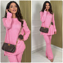 Round Neck Knitwear Wide Leg Basic Set 1501