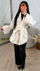 Wrap Coat met Faux Fur Manchetten