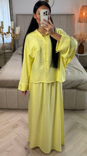 Tweedelige Set met Losvallende Blouse en Maxi Rok – Viscoseblend