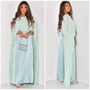 Satin Maxi Dress With Cape