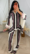 2-Delig Oversized Set met Geometrische Strepenprint