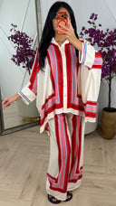 2-Delig Oversized Set met Geometrische Strepenprint