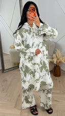 2-Delig Oversized Set met Marmer Print 026-3