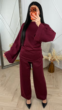 2-Delige Comfy Set met Gedrapeerd Zijdetail en Wide Leg Broek