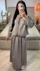 2-Delige Katoenen Set met Borstzakken en Maxi Rok