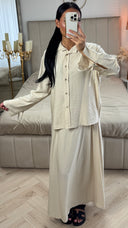 2-Delige Set met Strikmouwen en A-Lijn Rok – Viscoseblend