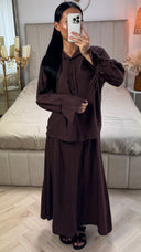 2-Delige Set met Strikmouwen en A-Lijn Rok – Viscoseblend