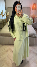 2-Delige Set met Strikmouwen en A-Lijn Rok – Viscoseblend