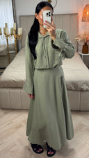 2-Delige Set met Strikmouwen en A-Lijn Rok – Viscoseblend