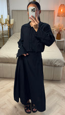 2-Delige Set met Strikmouwen en A-Lijn Rok – Viscoseblend