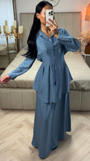 2-Delige Set met Tailleceintuur en A-Lijn Rok – Viscoseblend