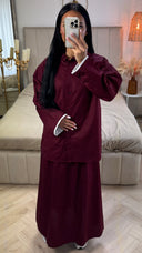 2-Delige Set van Katoen met Wijde Mouwen en Rok met Tailleband