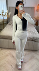 2-Delige Sportset met Rits & Flared Legging – Stretch Techmateriaal