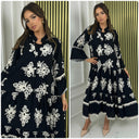 Pleated Maxi Print Dress
