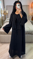 2pcs Set Tie Cardigan + Sleeveless Dress Set