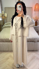 2pcs Set Tie Cardigan + Sleeveless Dress Set