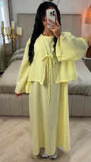 2pcs Set Tie Cardigan + Sleeveless Dress Set