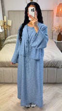 2pcs Set Tie Cardigan + Sleeveless Dress Set