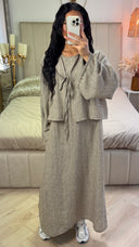 2pcs Set Tie Cardigan + Sleeveless Dress Set