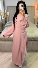 Split Dress Golden Button Detail Integrated Skirt